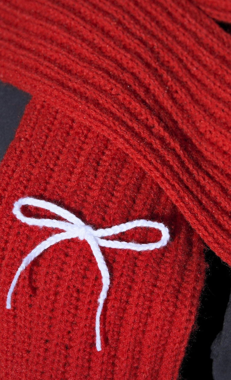 Ruby Bow Knit Scarf
