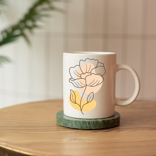 Beige Aesthetic Flower Mug