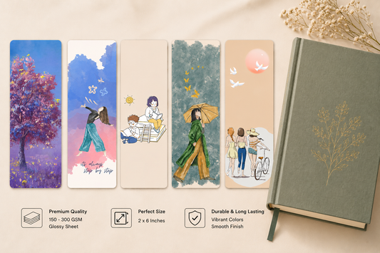 Pack of 5 Aesthetic Bookmarks | 2x6 Inch | Glossy Finish | Cute Reading Accessories